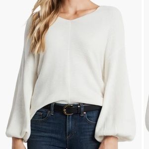 1. State Ribbed Balloon Sleeve Cotton Blend Sweater